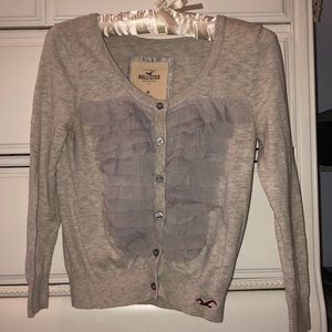 Grey hollister cardigan with ruffles